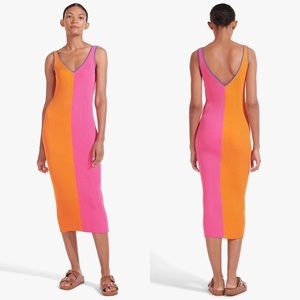 Staud Dana Colorblock Bodycon Ribbed Midi Dress | Size XS
